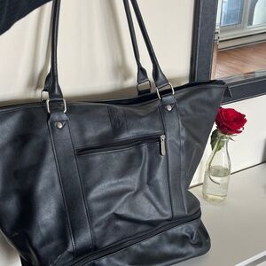 Elegant Black Leather Tote Bag